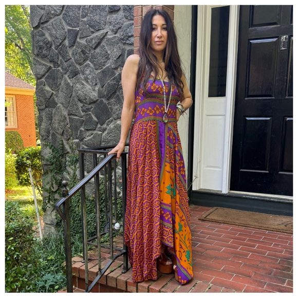 03 Beautiful Silk Blend One of a Kind Sleeveless Maxi Dress - Picture 6 of 8